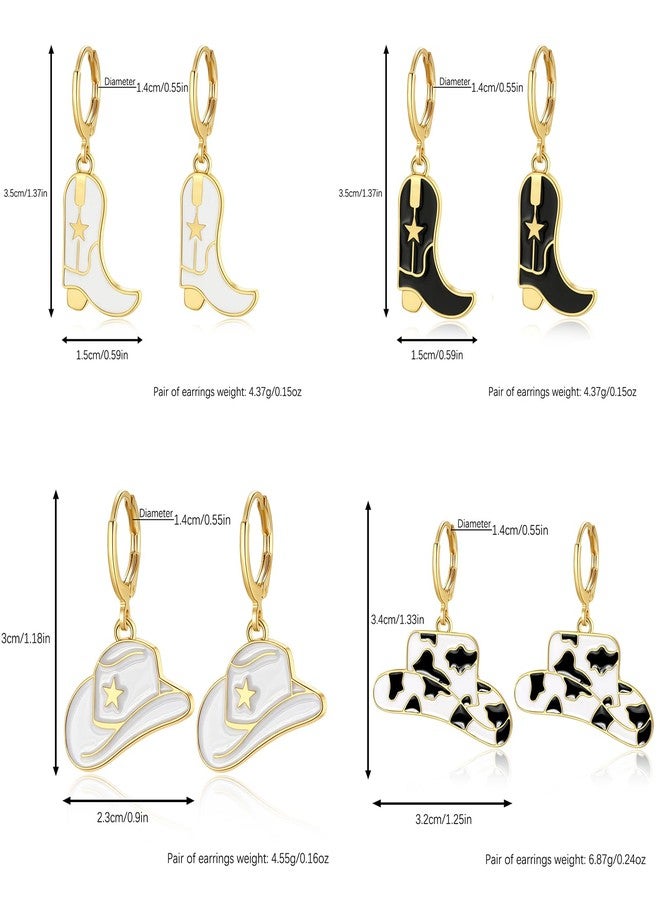 Wullina Cowgirl Earrings,9 Pairs Cowboy Boot Earrings,Western Cowgirl Boot Hat Dangle Earrings Country Concert Party Outfits Gift - Image 2